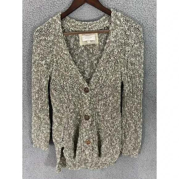 Angel Of The North Anthropologie Cardigan Sweater Womens small petite Italy Gray - Picture 1 of 6